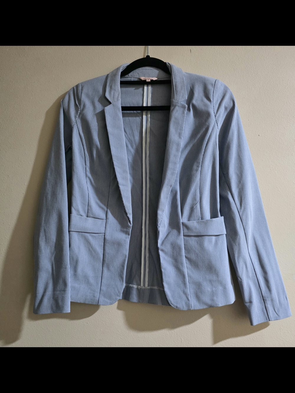 Candie's Light Blue Pinstripe Open-Front Blazer